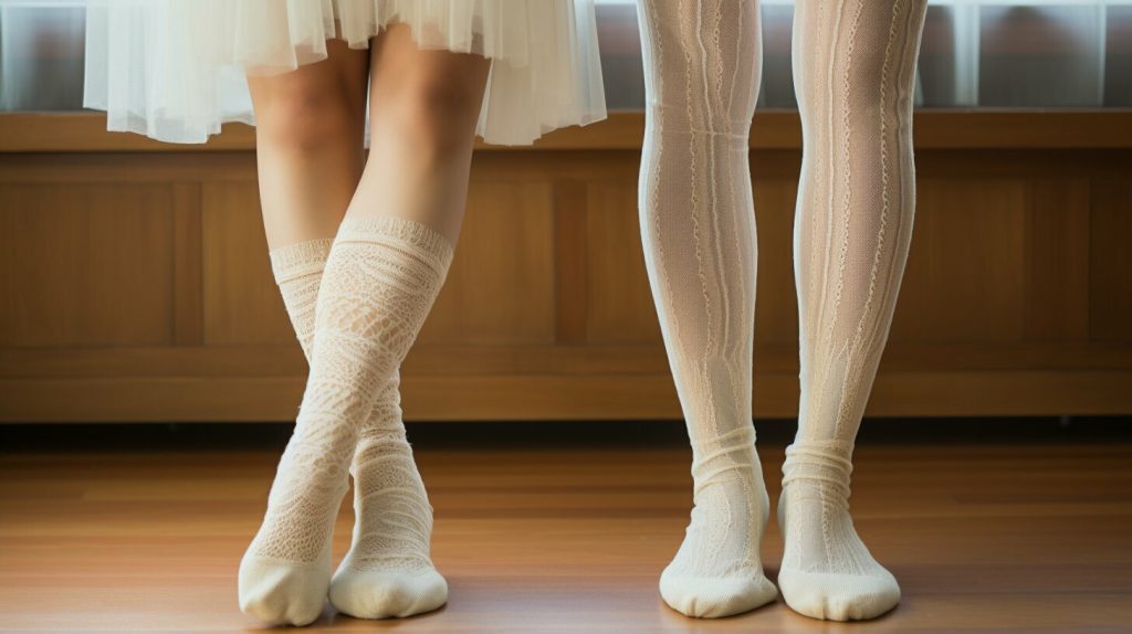 sock-style and stocking-style knee-highs