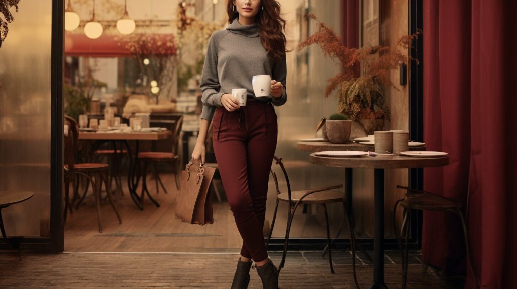 Burgundy leggings outfit