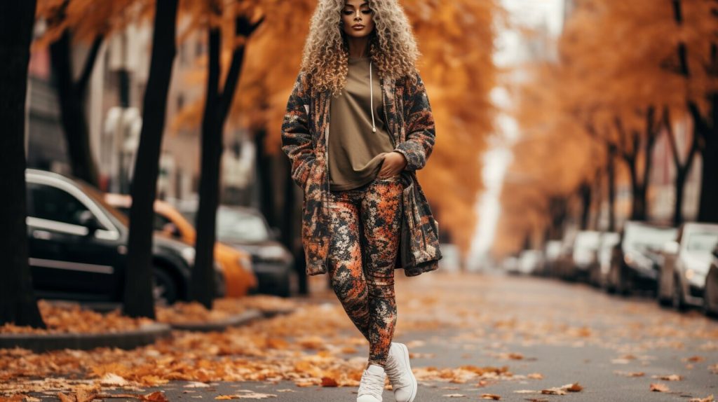 Camo Leggings with Teddy Coat and Sneakers