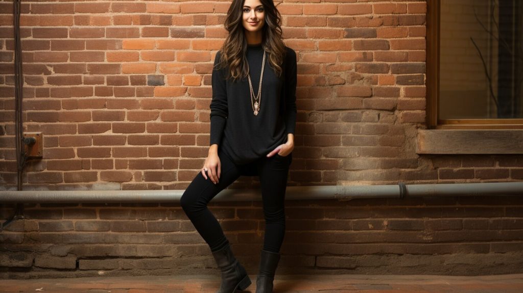 black flared leggings outfit ideas