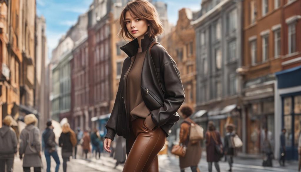 brown leather leggings