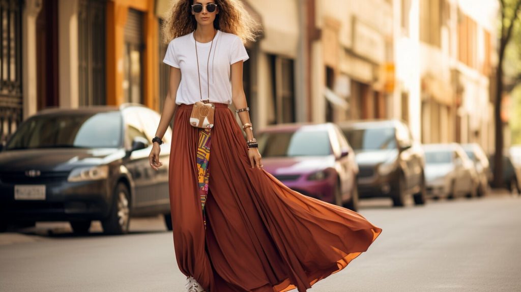 high tops and maxi skirt