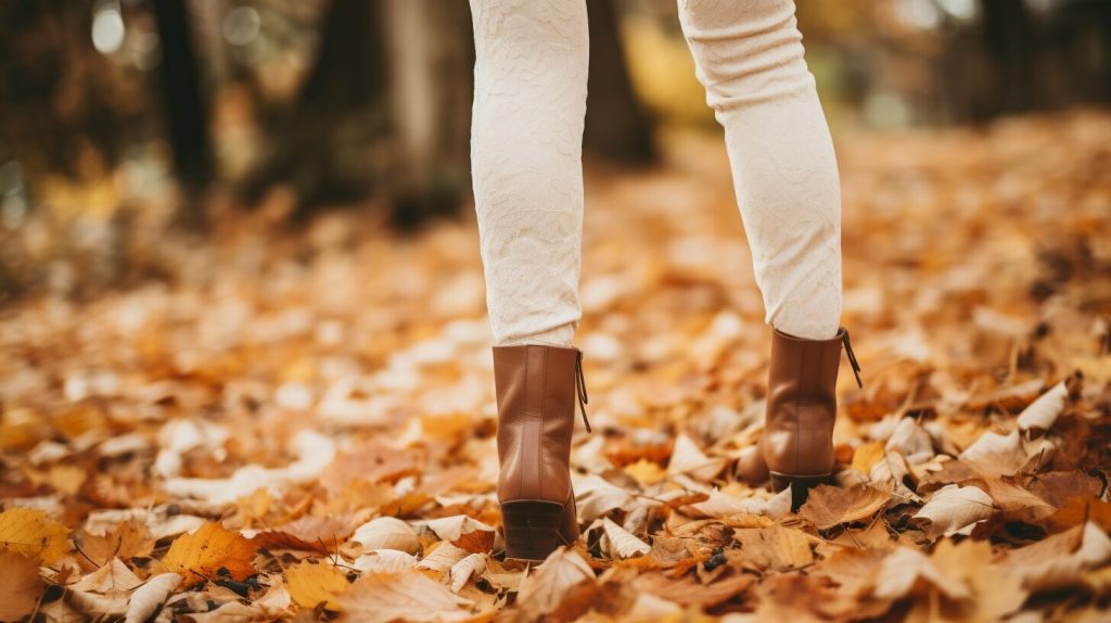 outfit with flared brown leggings