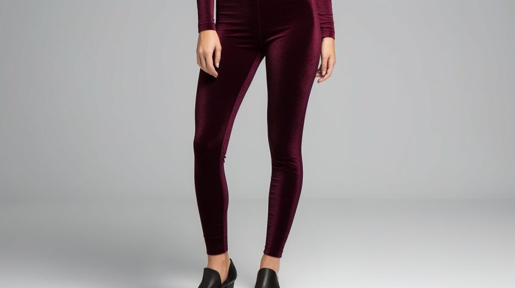 woman wearing velvet leggings