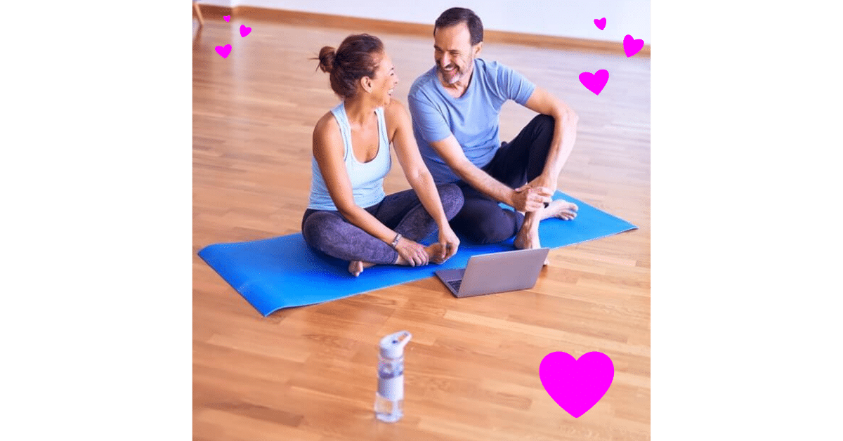 A couple after a yoga session feeling sexy together.